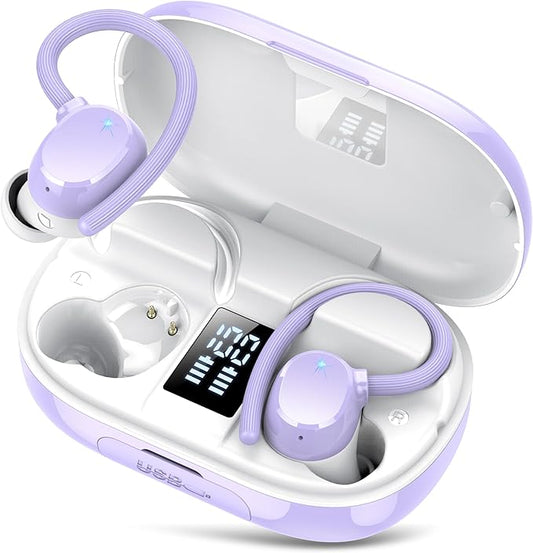 Wireless Bluetooth Earbuds Sport 128H Playtime New Bluetooth 5.3 Headphones with LED Display Powerful Bass Over Ear Earphones with Earhooks IP7 Waterproof for Gym/Running/Workout