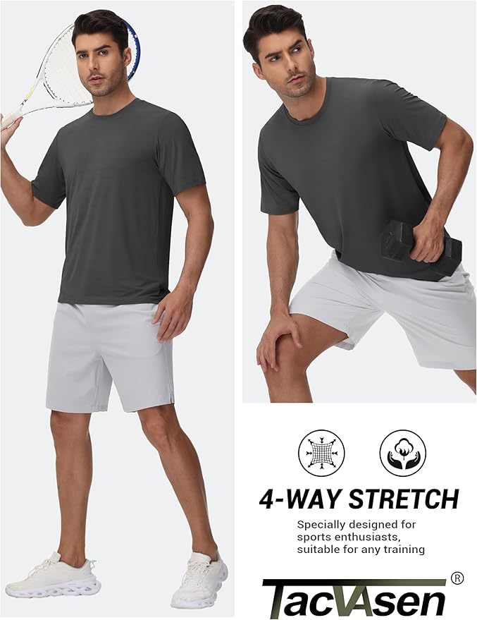 TACVASEN Men's Lightweight Athletic T-Shirts Quick Dry Workout Gym Tops Short Sleeve Running Tee Shirt Performance Activewear