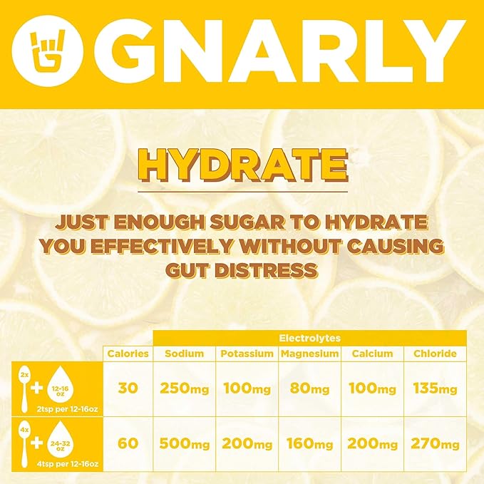 Gnarly Nutrition Hydrate Electrolyte Powder – Lemonade Exercise Hydration Drink Mix – NSF Contents Certified – Electrolyte Solution, Performance & Recovery – Lemonade, Box of 20 Stick Pack