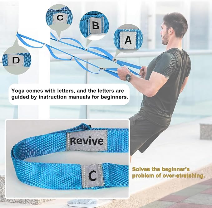 Stretching Strap Yoga Strap with 10 Loops, Non-Elastic Stretch Band for Physical Therapy, Flexibility, Exercise, Pilates, Dance & Gymnastics Workout