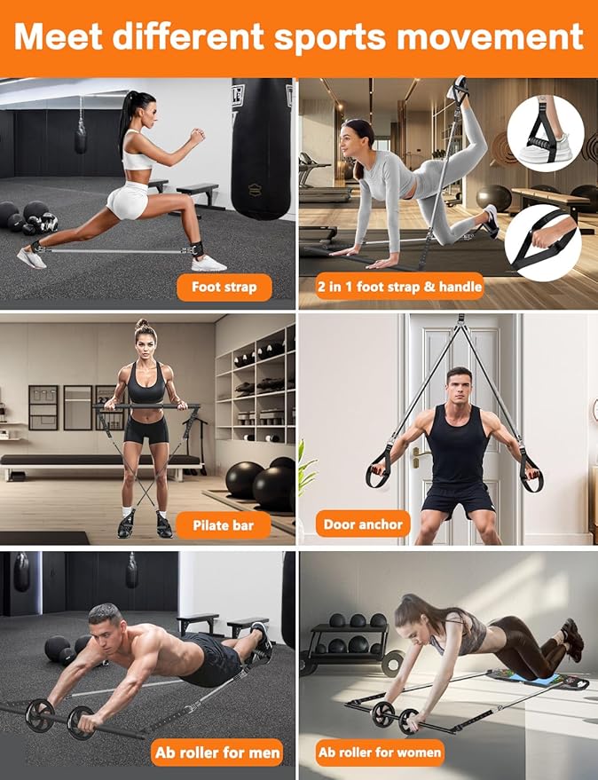 Push UP Board, Pilates Bar & Fitness Accessories, 25 in 1 Foldable Push up Bar at Home Gym, Workout Exercise Professional Push Up Strength Training Equipment for Man and Women