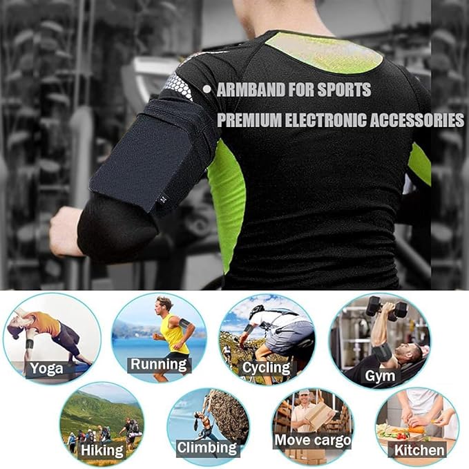 Universal Sports Armband for All Phones. Cell Phone Armband for Running, Fitness and Gym Workouts (iPhone X/8/7/6/Plus,Samsung Galaxy S9/S8/S7/S6/Edge/Plus & LG, More), All Black, Small
