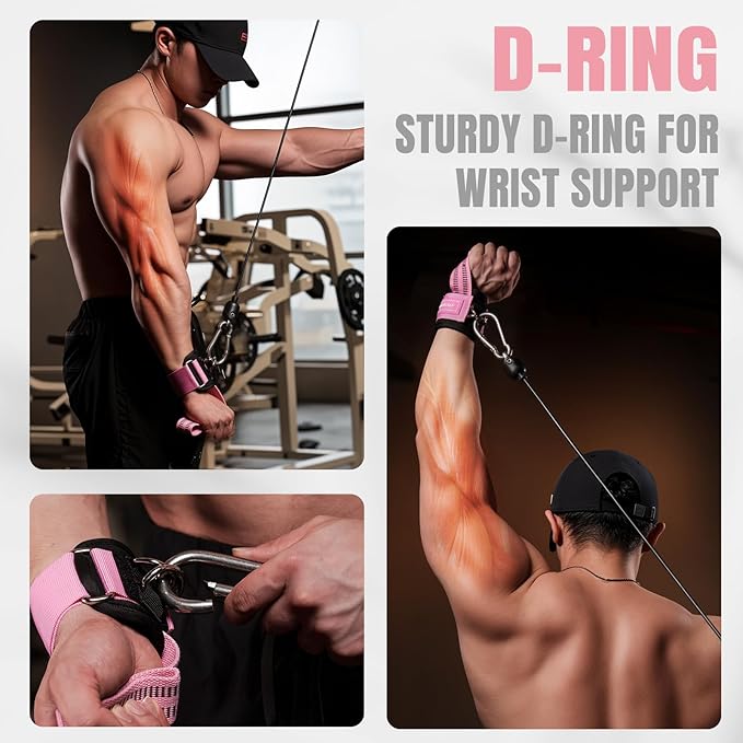 MANUEKLEAR Non-Slip Wrist Straps for Weightlifting Deadlifting, Gym Lifting Straps with D Rings for Cable Machine Workout, 10mm Neoprene Padded Weight lifting Wrist Wraps for Men Women