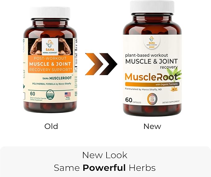 Muscle Recovery Supplement | Plant-Based Muscle Relaxer for Post-Workout Inflammation Support, with Organic Turmeric, Frankincense & Nopal Cactus | 60 Capsules by Sana Herbal