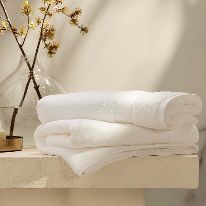 BOLL & BRANCH Plush Bath Sheet Set - White - 6 Piece - Includes 2 Oversized Bath Sheets, 2 Hand Towels & 2 Washcloths - 100% Organic Cotton - Ultra Soft & Luxurious - Quick Absorbing