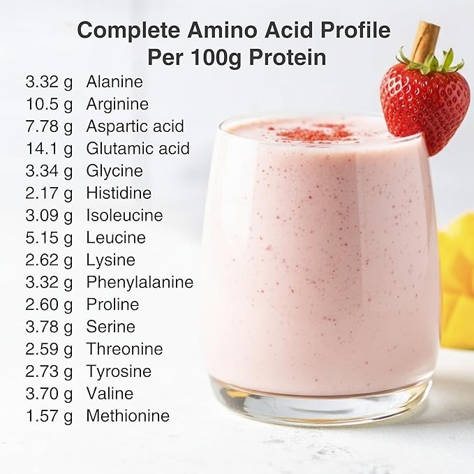 Organic Hemp Protein Powder, Plant Based and Vegan Protein Shake, Lactose and Dairy Free, Gluten Free, Clean and Natural- Strawberry (20 Servings)