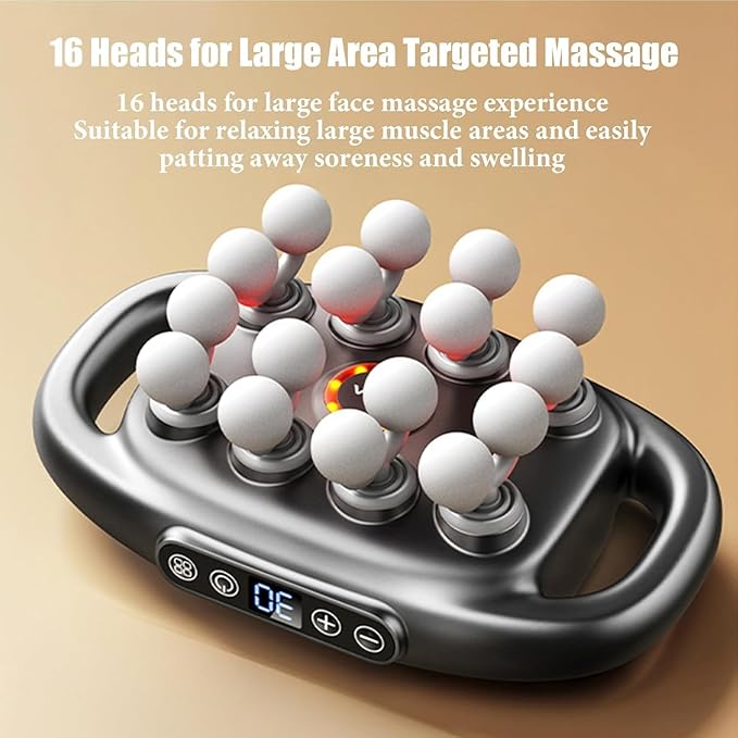 Zevessa Massager - Relief Wave Pro 3, 2026 Upgrade Reliefwave Massager, Electric 16 Head Massage Gun Deep Tissue, 30 Intensity Levels & 3 Smart Modes, for Legs,Back,Waist Pain Relief (Grey-16 Head)