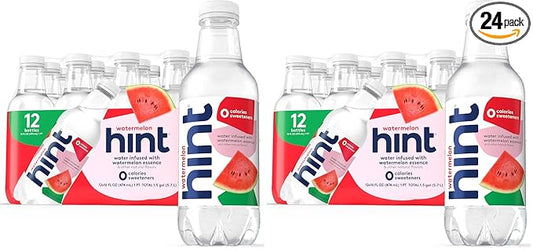 Hint Fruit-Infused Bottled Water, Watermelon - Sugar Free Flavored Water with Zero Calories, Naturally Flavored, and No Artificial Sweeteners - 16 Fl Oz (Pack of 24)