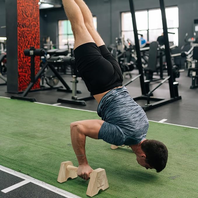 Wooden Parallettes, Push Up Bar Calisthenics Press Up Handles L Sit Bars Handstand Blocks Gymnastics Equipment