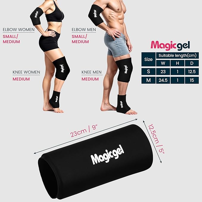 Magic Gel Small Knee & Elbow Ice Pack Sleeve 1 Pack – Reusable Hot & Cold Therapy Wrap for Targeted Relief – Compact Compression Fit for Injury Recovery, Tendonitis, and Swelling