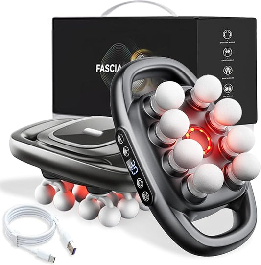 Zevessa Massager - Relief Wave Pro 3, 2026 Upgrade Reliefwave Massager, Electric 16 Head Massage Gun Deep Tissue, 30 Intensity Levels & 3 Smart Modes, for Legs,Back,Waist Pain Relief (Grey-8 Head)