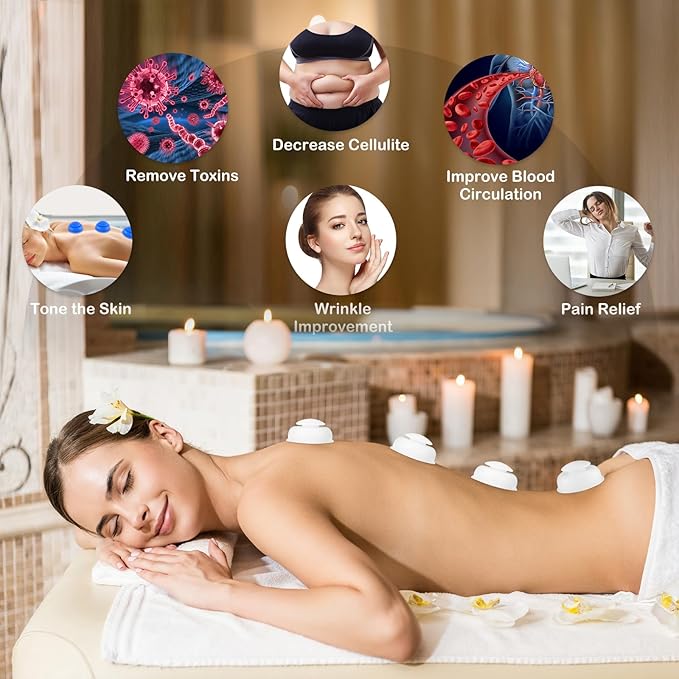 Silicone Cupping Therapy Sets 10pcs,Professional Vacuum Cupping for Myofascial Massage/Joint Pain/Anti Cellulite/Deep Muscle Relief & More (10pcs,White)
