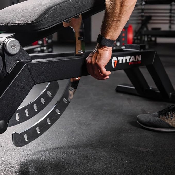 Titan Fitness TITAN Series FID Bench, Adjustable Weight Bench with 70 Flat, Incline, Decline Angles, Rated 600 LB, Durable Vinyl Padding, Workout Bench for Home Gym Weightlifting & Strength Training