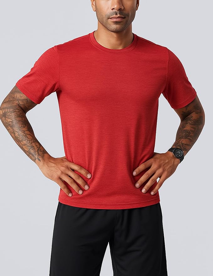 5 Pack Men’s Active Quick Dry Crew Neck T Shirts | Athletic Running Gym Workout Short Sleeve Tee Tops Bulk