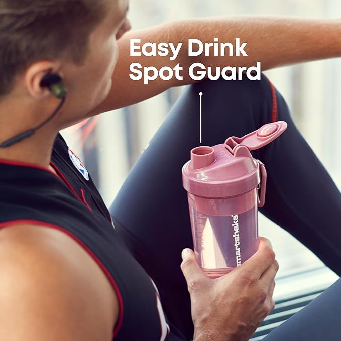 Smartshake O2GO ONE Plastic Protein Shaker Bottle 800 ml | 27 oz - Leakproof Screw-on Lid - BPA Free – Unisex - Navy Blue