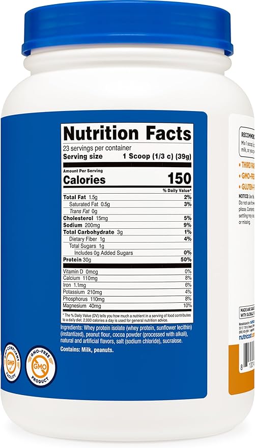 Nutricost Whey Protein Isolate (Chocolate Peanut Butter, 2 Pound) Protein Powder