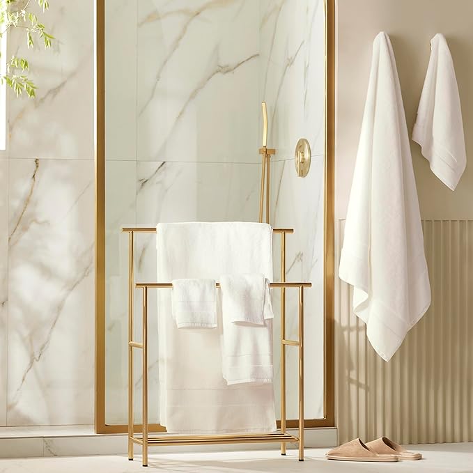 BOLL & BRANCH Plush Bath Sheet Set - White - 6 Piece - Includes 2 Oversized Bath Sheets, 2 Hand Towels & 2 Washcloths - 100% Organic Cotton - Ultra Soft & Luxurious - Quick Absorbing