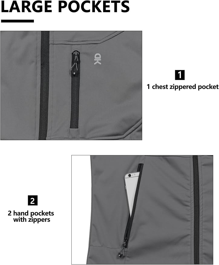 Little Donkey Andy Men's Lightweight Softshell Vest Windproof Sleeveless Jacket for Travel Hiking Running Golf