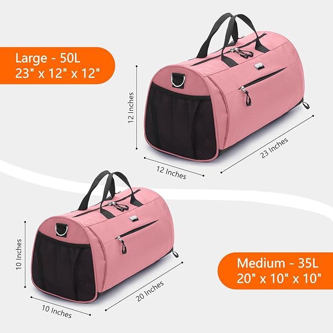 TOPDesign Gym Bag for Women & Men, Unisex Duffel Bag with Shoe Compartment & Wet Pocket for Travel Sports Gym (M Pink)