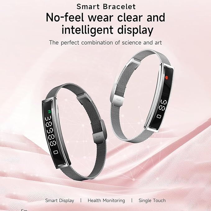 2025 Smart Bracelet for Women - 16.5g Ultra-Light, 5.6mm Thin, 5ATM Waterproof with 24/7 Heart Rate/SpO2/Sleep Monitoring, Bluetooth 5.3, APP, Multi-Sport Modes for iOS & Android,Gift for Girl