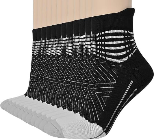 IRAMY Compression Ankle Support Socks Women - Coolmax Wicking, Cushioned Athletic, Plantar Fasciitis Relief 2/3/6 Pairs