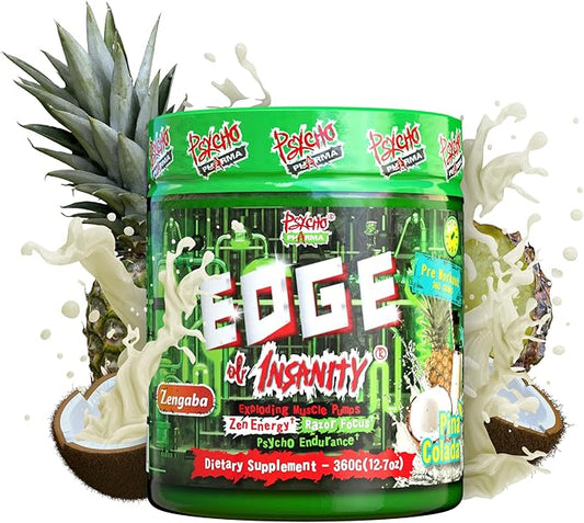 Psycho Pharma Strongest High Stim Preworkout Powder - Edge of Insanity - Most Intense Pre Workout Supplement for Pumps, Strength, Energy and Feel Good Focus. Rivals Famous PWOs of The Past