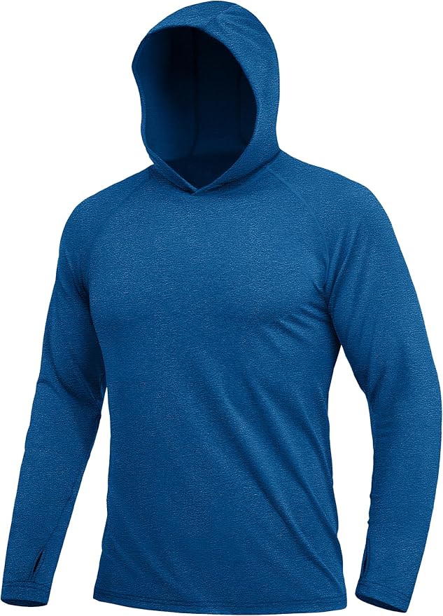 MAGCOMSEN Men's Hooded UPF 50+ Sun Protection T Shirts Long Sleeve Athletic Fishing Shirts Rash Guards