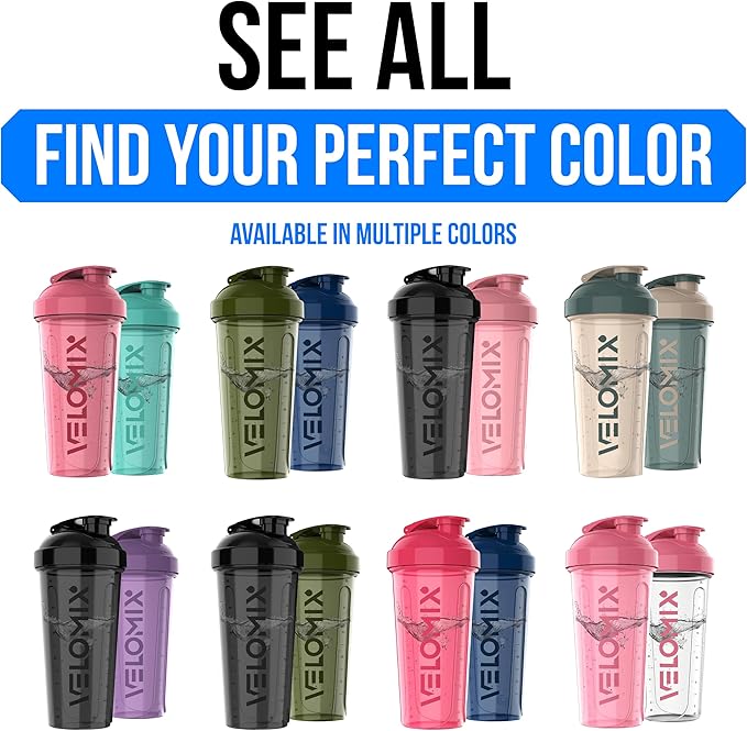 VELOMIX -2 Pack- 28 oz Protein Shaker Bottles for Protein Mixes - 2x Wire Whisk | Leak Proof Shaker Cups for Protein Shakes | Protein Shaker Bottle Pack (Flower Set)