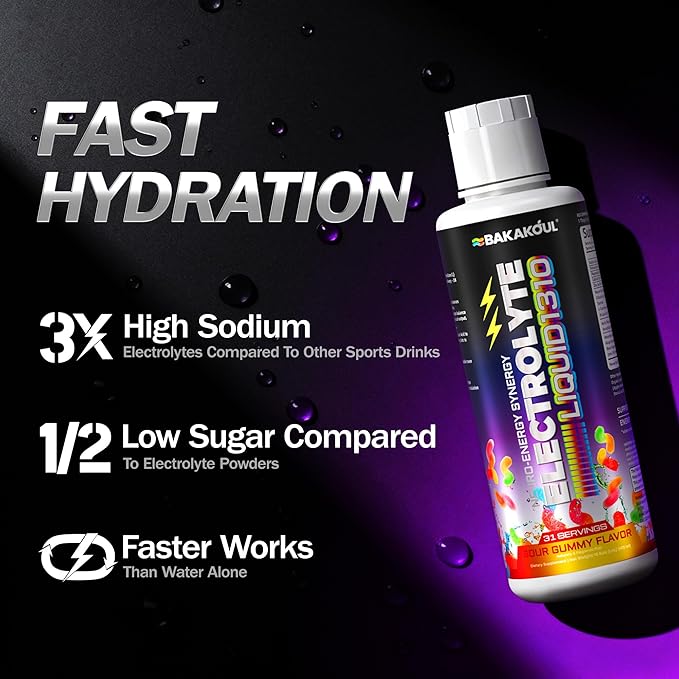 Ultra Electrolyte Liquid & Neuro Hydration, add L Carnitine Supplement Liquid, 1310 mg 5 Electrolytes with Citicoline for Cognitive Support, Rapid Hydration, Arctic-Sourced Minerals, Sour Gummy Flavor