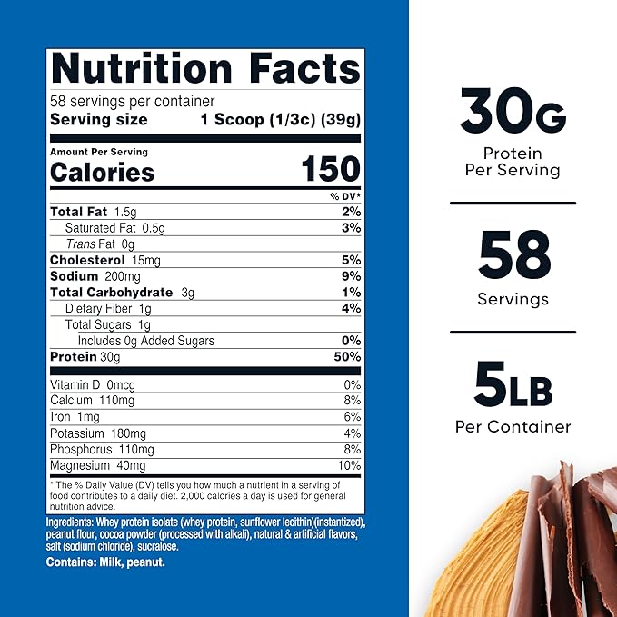 Nutricost Whey Protein Isolate (Chocolate Peanut Butter, 5 Pound) Protein Powder