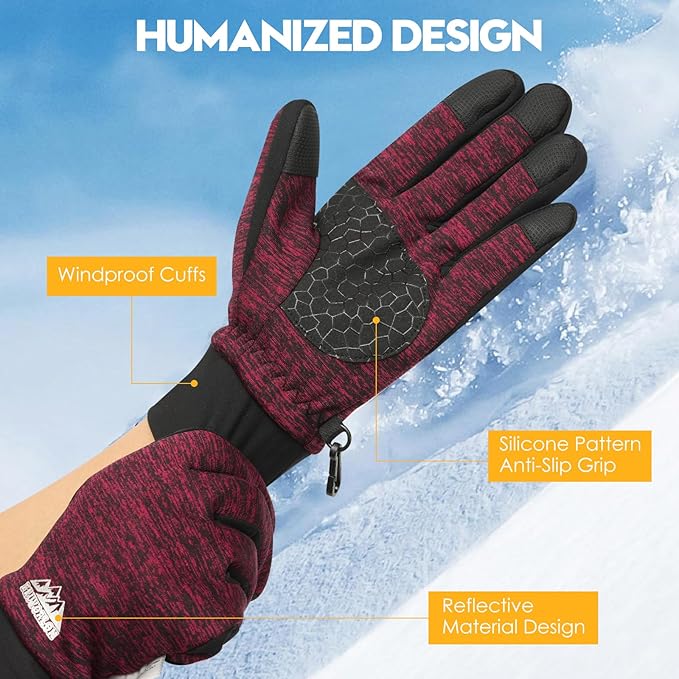 Bruvoalon Winter Gloves for Women & Men, 3M Thermal Insulation, Lycra Fabric, Windproof, Touchscreen, Anti-Slip, Cold Weather