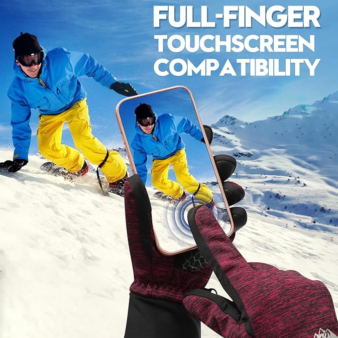 Bruvoalon Winter Gloves for Women & Men, 3M Thermal Insulation, Lycra Fabric, Windproof, Touchscreen, Anti-Slip, Cold Weather