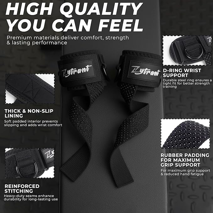 Weight Lifting Straps with Cuffed D Ring,Heavy Duty Thyick Comfortable Lifting Straps, Secure Fit, Enhanced Grip, Straps for Weightlifting & Gym Training