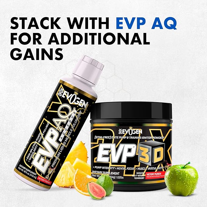 Evogen EVP 3D - Stim Free Pre Workout Powder for Men & Women | Sugar Free Non Stim Preworkout with Beta Alanine and Creatine for Energy & Pump | Victory Punch | 40 Servings