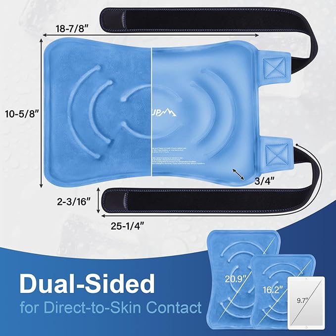 APEXUP Ice Pack for Knee Pain Relief, Large Reusable Wrap After Surgery, Flexible Gel Cold Pack for Injuries, Pain Relief for Back, Shoulder, Elbow, Ankle and Leg (Blue, XXL, 2PK)