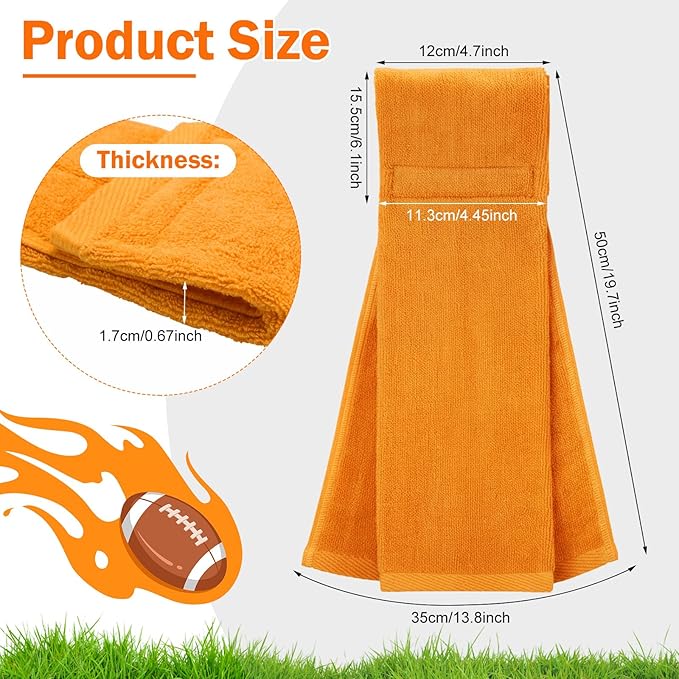Shimeyao 2 Pcs Cotton Sports Football Towel with Closure Pitching Football Sweat Towel for Sports Gym Men Women Accessories(Orange, Classic)