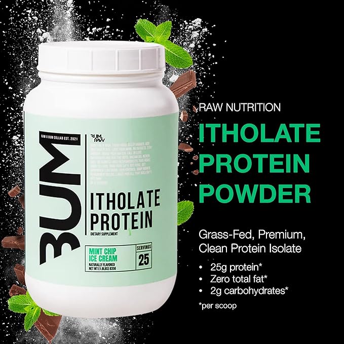 RAW Whey Isolate Protein Powder, Mint Chip Ice Cream (CBUM Itholate Protein) - 100% Grass-Fed Sports Nutrition Powder for Muscle Growth & Recovery - Low-Fat, Low Carb, Naturally Flavored - 25 Servings