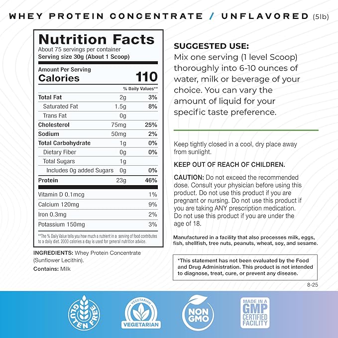 Muscle Feast Grass-Fed Whey Protein Concentrate Powder, All Natural, Hormone Free Pasture Raised Whey Protein Powder for Women & Men, Clean, Non-GMO & Gluten Free Whey Concentrate - Unflavored, 5lb