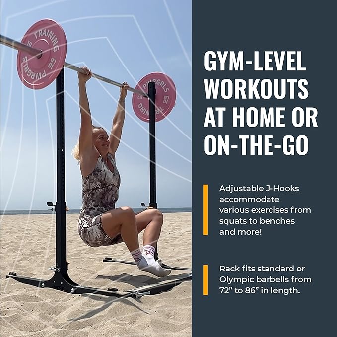 Verse Agile Rack - Portable Multipurpose Squat Rack Bench Press Barbell Rack - Heavy Duty Holds Up To 700lbs - 2 Min Set Up - Folds for Easy Storage - Perfect for Home Gyms & Training Studios