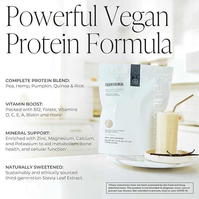 Arbonne EssentialMeal Meal Replacement Shake - Protein Shake, Vegan Protein Powder, Complete Daily Nutrition, Vanilla