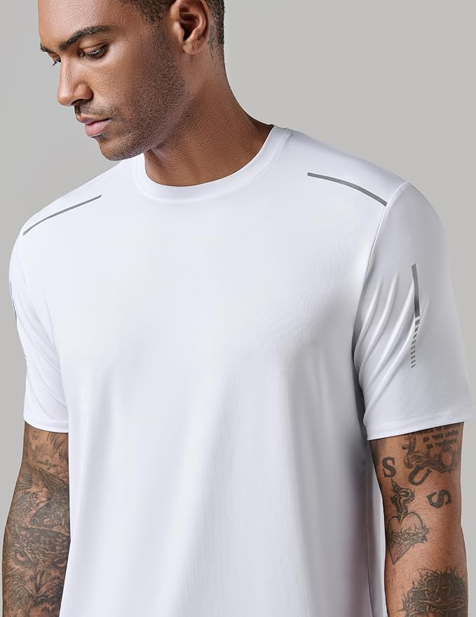 5 Pack Men’s Active Quick Dry Crew Neck T Shirts | Athletic Running Gym Workout Short Sleeve Tee Tops Bulk