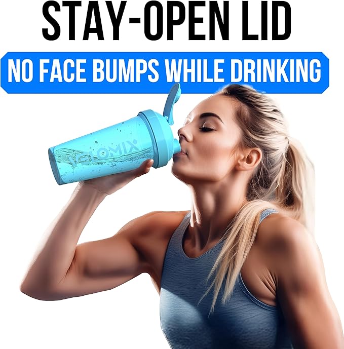 VELOMIX -2 Pack- 28 oz Protein Shaker Bottles for Protein Mixes - 2x Wire Whisk | Leak Proof Shaker Cups for Protein Shakes and Pre Workout | Protein Shaker Bottle Pack (Blue/Pink)