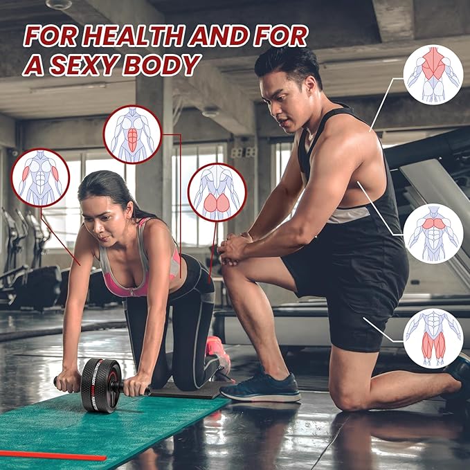 Upgraded Ab Roller Wheel. Abdominal Training Roller for Men/Women, Abdominal Wheels Widened to 3.4 ", Rubber Tread of The Abdominal Wheel Upgraded, Max Weight 490 lbs
