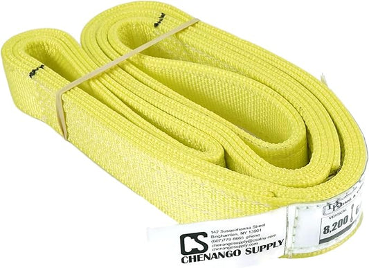 3 Ply Slings. Many Lengths in Listing! (USA Made), 2" x6' Nylon Lifting Web Sling. 8,200 lbs Vertical, 6,600 Choker, 16,400 Basket, High Capacity Eye & Eye, (2" x6')