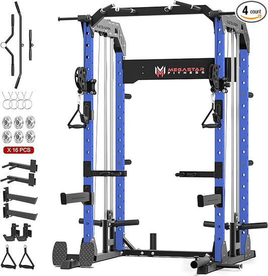 Power Rack for Home Gym – 2000LB Capacity Multifunction Squat Rack with Cable Crossover, Includes 16 Professional attachments for Home Gym Strength Training, P63 Rampage