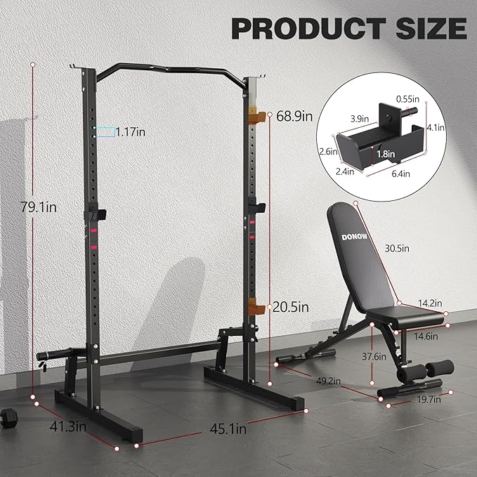 DONOW Olympic Weight Bench with Squat Rack Adjustable Workout Bench with Rack for Bench Press Sthrength Training