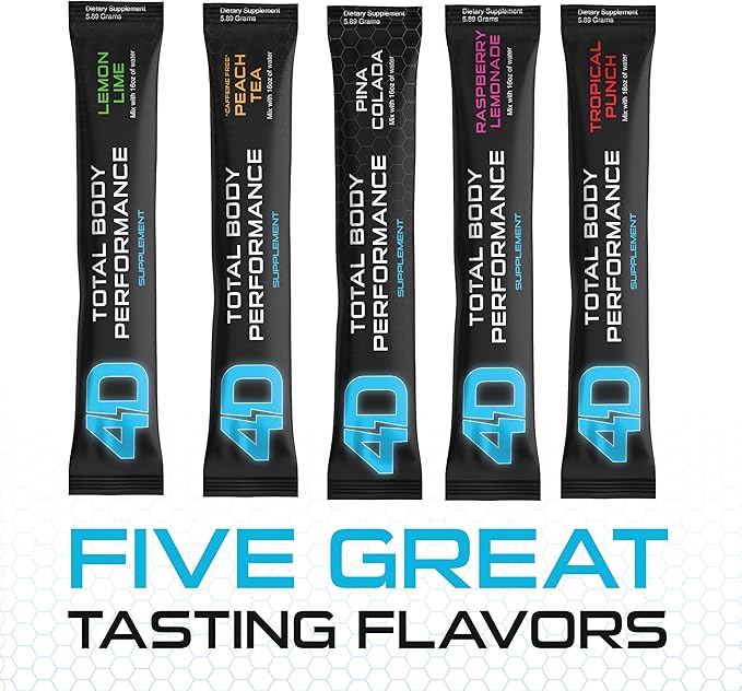4D - Peach Tea 25 Unit - Electrolytes, Aminos, Vitamins & Energy Powder Packets - Zero Calories & Sugars - Gluten Free, Non-GMO, Keto & Vegan Friendly