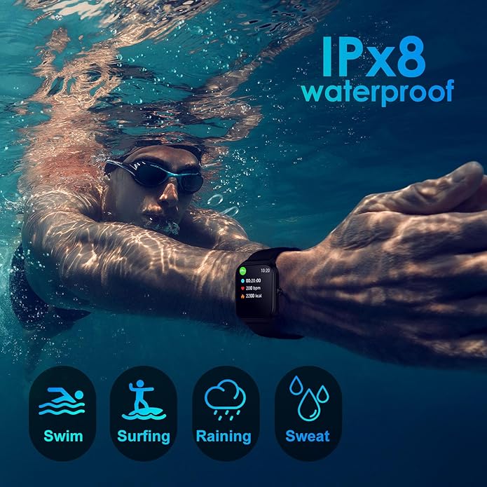 Smart Watch for Men Women Make Call Answer 1.85" with 20+ Sport Modes Fitness Tracker Sleep Spo2 Heart Rate Monitor Smartwatch Waterproof Pedometer Activity Tracker for Android iPhone