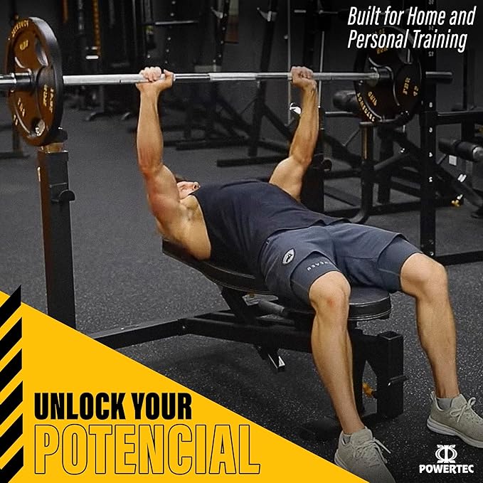 PowerTec Workbench Olympic Weight Bench Press for Home Gym WB-OB16 - Adjustable Workout Bench with 9 Horizontal, Vertical Positions, 7 Incline Positions, Decline - Fitness Equipment