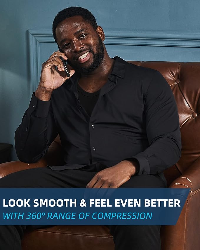 KOCLES Gynecomastia Compression Shirts for Men, Shapewear Slimming Body Shaper Undershirt, V-Neck Baselayer T-Shirt Workout